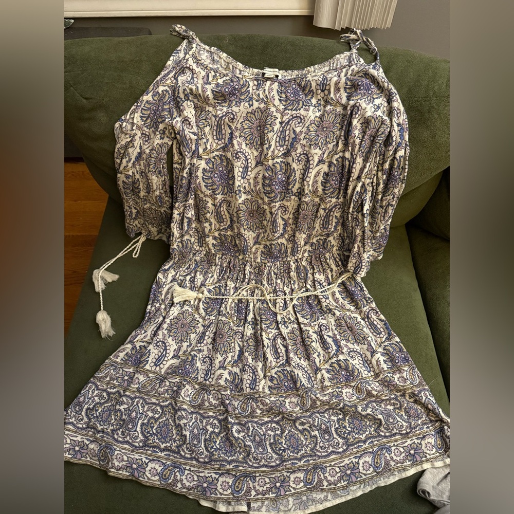 Paisley Print Dress with Tassel Ties